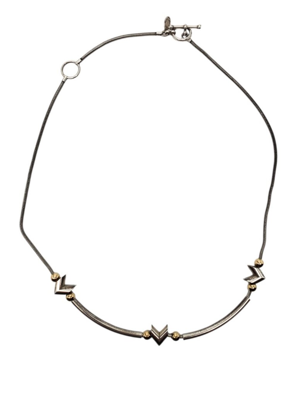 Gina Sterling Silver and 14k Gold Chevron Station Necklace #24725